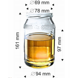 6x 900ml Słoik szklany wzór miodowy słoiki szklane na miód + zakrętka do wyboru